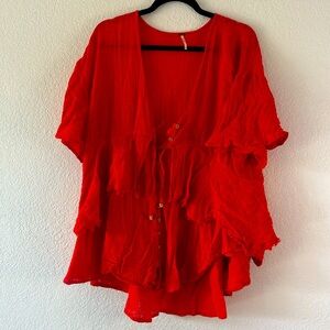 Free people swim cover up - coral (red/orange) size small.